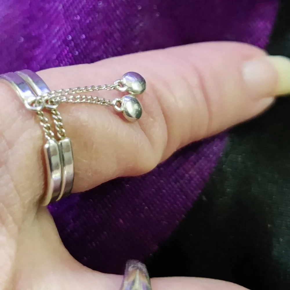 Pair of Sterling Silver Dangling Ball Stacking Rings - Picture 5 of 5